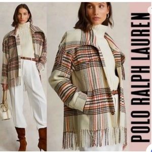 RALPH LAUREN BUTTON UP WOOL JACKET w FRINGE